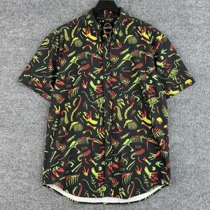 Jurassic Park x RSVLTS Button Down Shirt Mens L Black Kunuflex AOP Short Sleeve